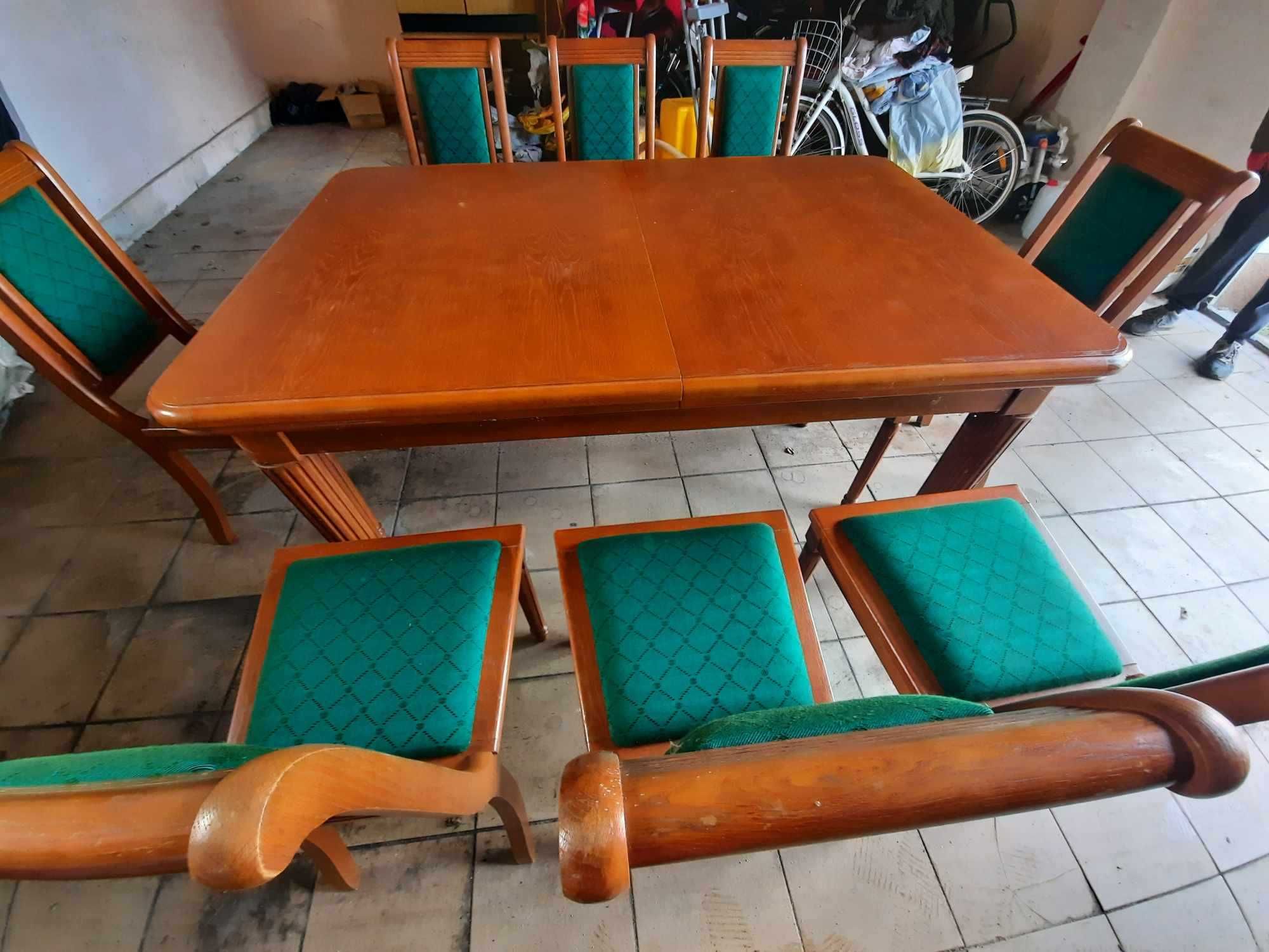 stół + 8 krzeseł drewno
