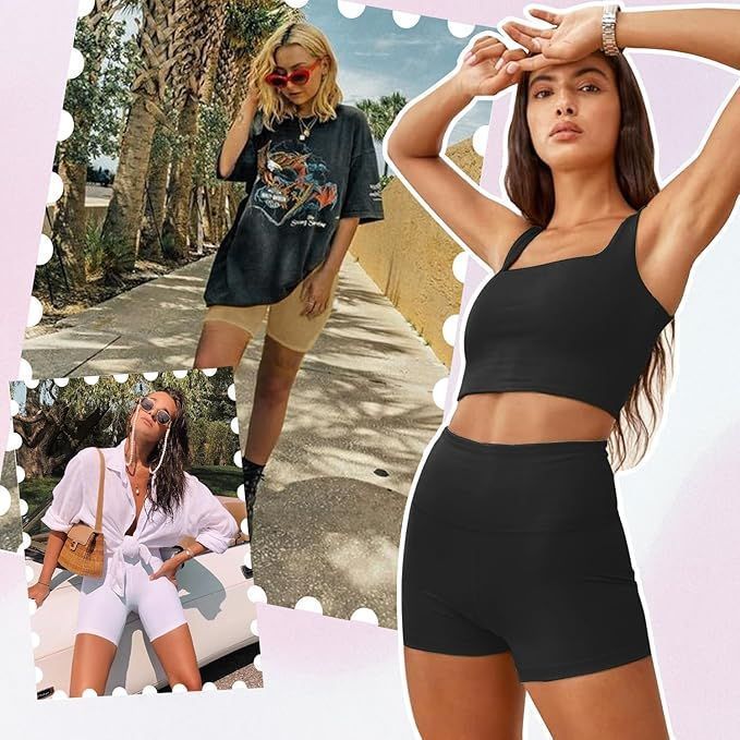 BLONGW Zestaw 3 Damskich Spodenek Sportowych Wysoki Stan Czarne S-M