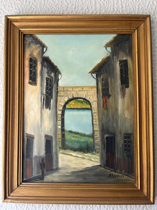 Quadro a oleo com moldura