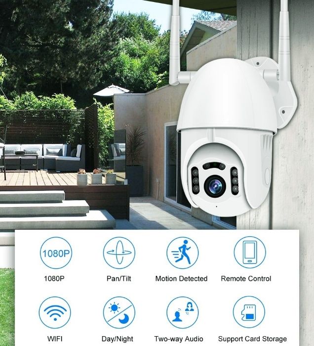 Câmera Vídeo Vigilância WIFI 1080P • Rotativa Exterior • IP66 • PTZ
