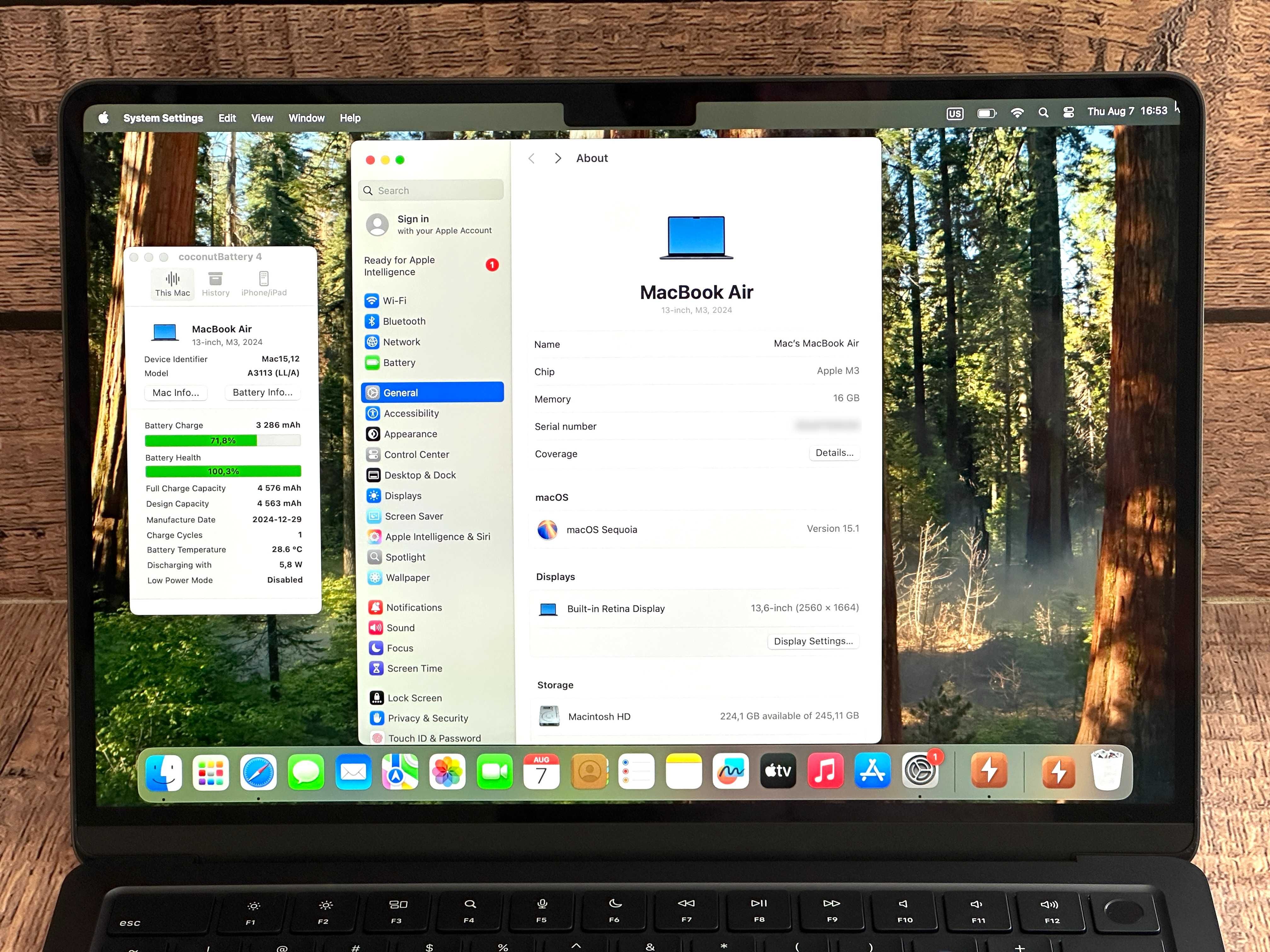 MacBook Air A3113 (13, 2024) M3/16/256Gb/NEW/OpenBox/Магазин/Гарантія!
