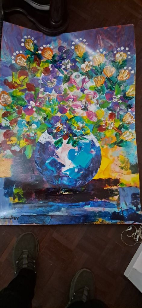 Pinturas a oleo executado em cartolina