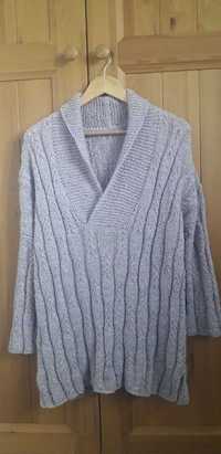 Sweter hand made rękodzieło liliowy fiolet moher wełna 36 38 40 S M L