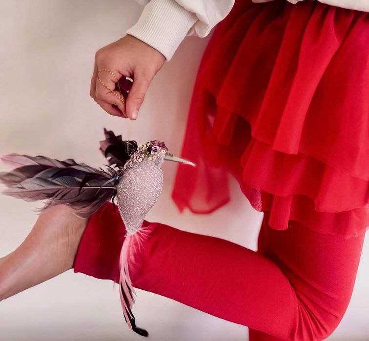 Legginsy czerwone ze spódniczką 116 MakBa