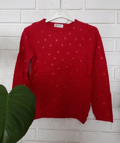 Sweterek w brokatowe serduszka H&M 134/140