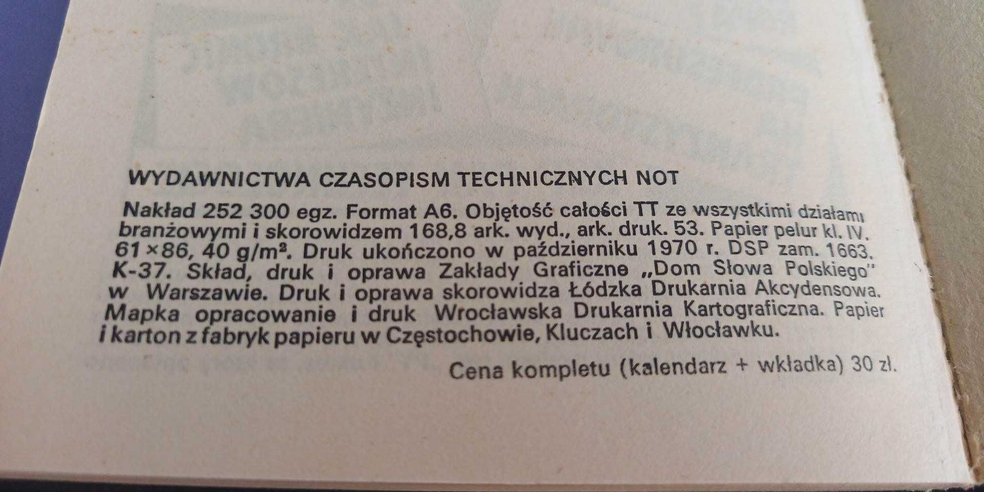 Kalendarz technika 1971 - super stan - PRL VINTAGE
