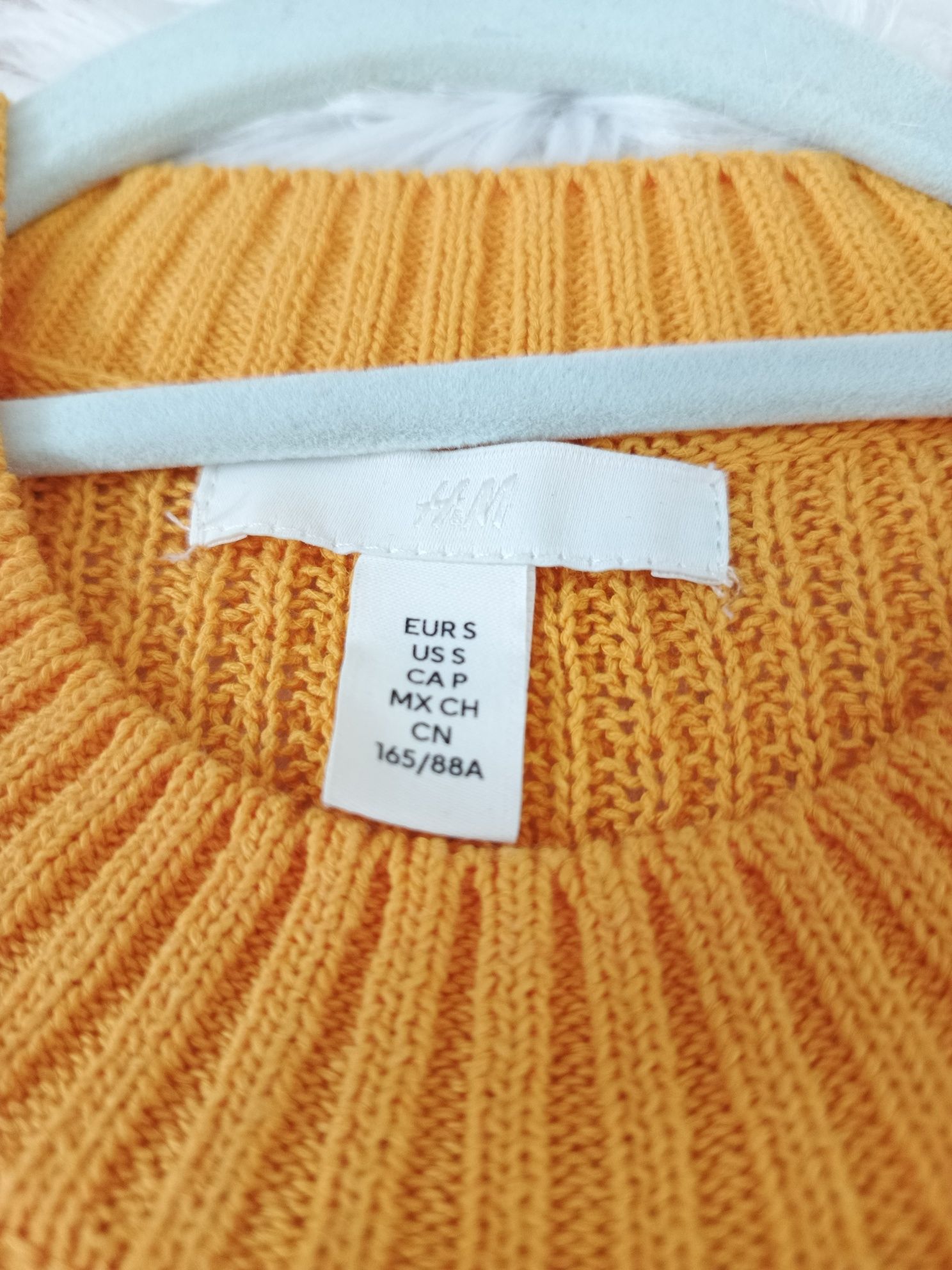 Sukienka, H&M, S, żółty, pomarańczowy, 100% bawełna, dzianinowa