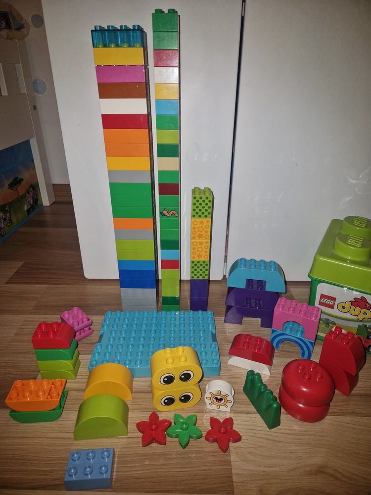 Zestaw Lego Duplo mix zwierzątka ludziki pudełko płytka