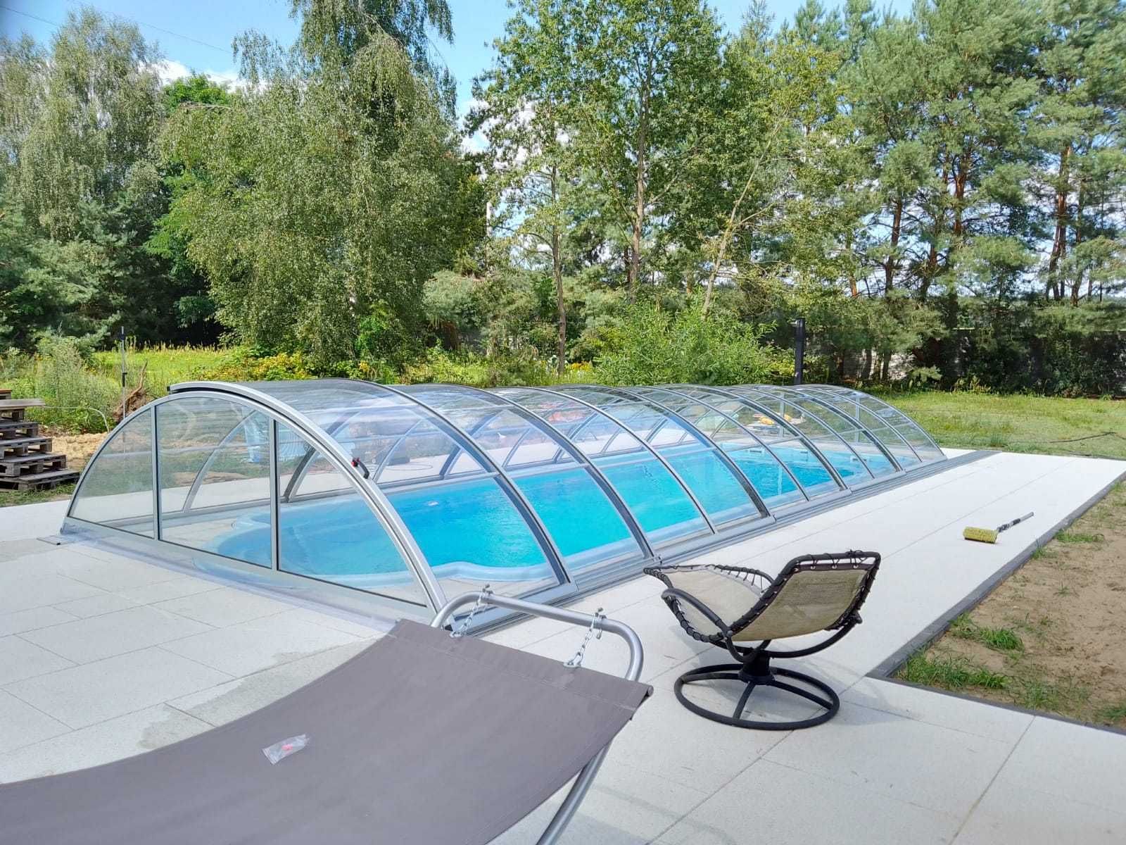 Zadaszenie basenowe 10,90 x 3,90 x 1,32m lite złożone od producenta !