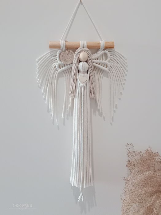 Makrama anioł stróż ozdoba zawieszka boho prezent ze sznurka