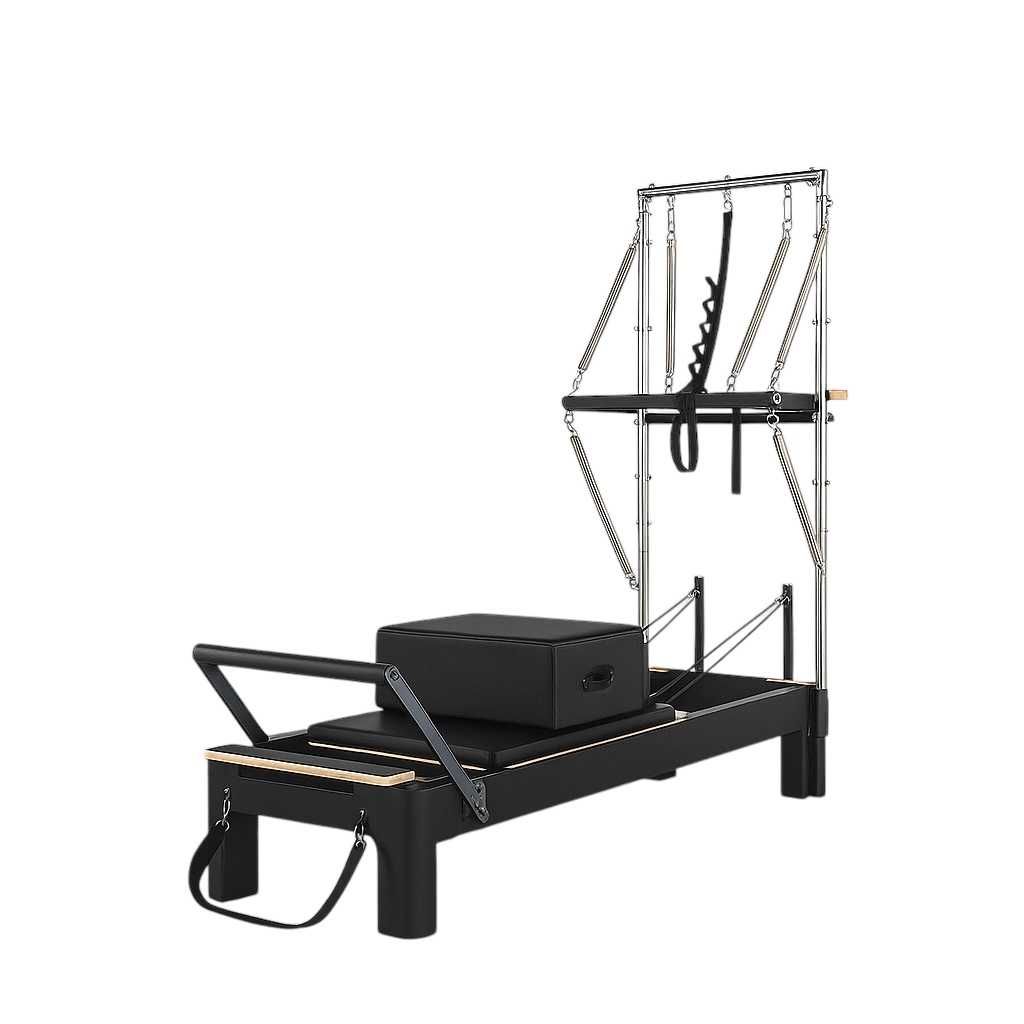 Reformer Pilates z Wieżą Czarny Metalowy Premium KRAUSE FITNESS