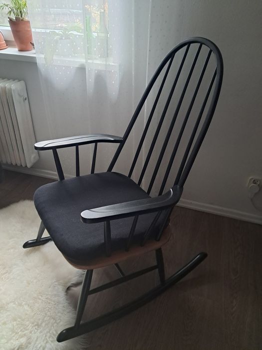 Fotel bujany drewniany, patyczak
