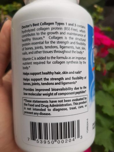 Коллаген Doctor's Best 1000 колаген Collagen тип 1-3 + С витамин 180шт