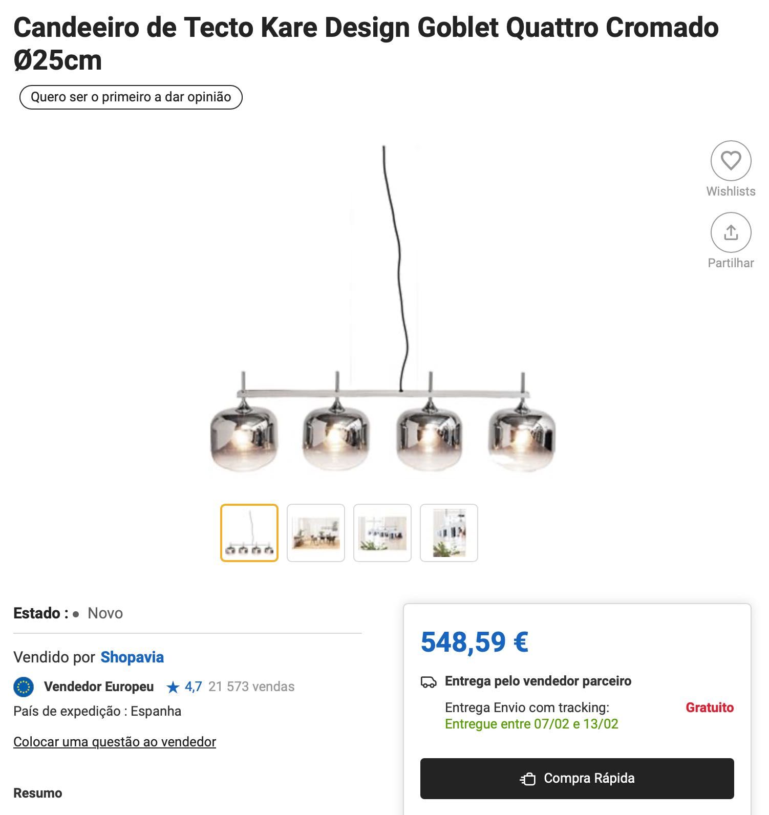 Candeeiro de suspensão Kare Goblet Quattro