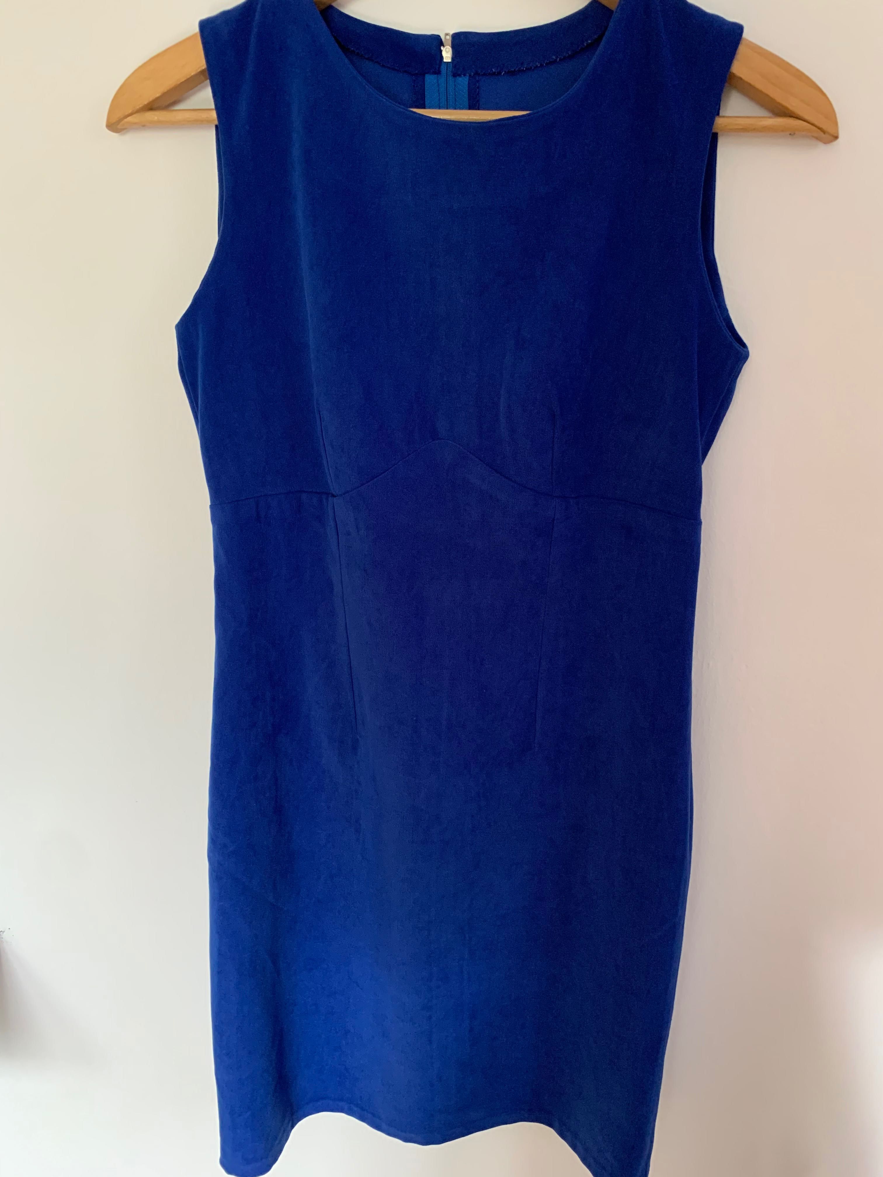 niebieska ołówkowa sukienka na ramiączka krótka vintage