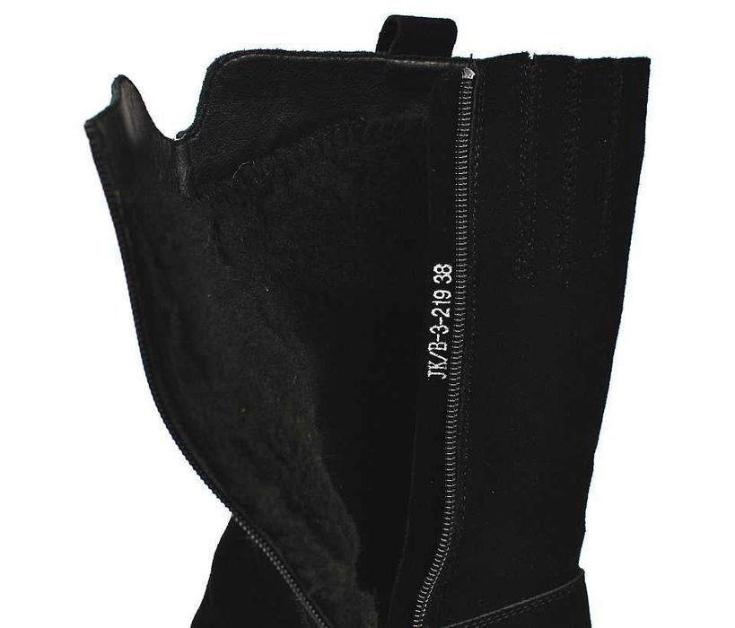 Kozaki damskie skórzane wysokie ocieplane śniegowce B-219 BK roz. 39