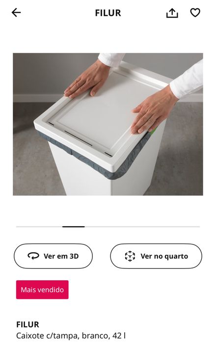 caixote com tampa branco 42lt Flur (IKEA)