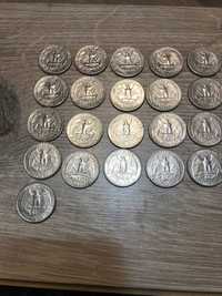 Праска, монети 25 центів і 5 центів в одному
