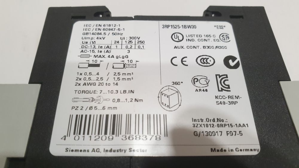 Реле времени Siemens Sirius 3rp1525-1bw30
