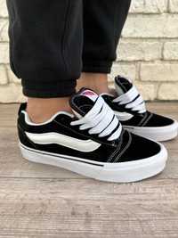 Кеди жіночі чоловічі дуті Vans KNU Skool Black White Premium кеды