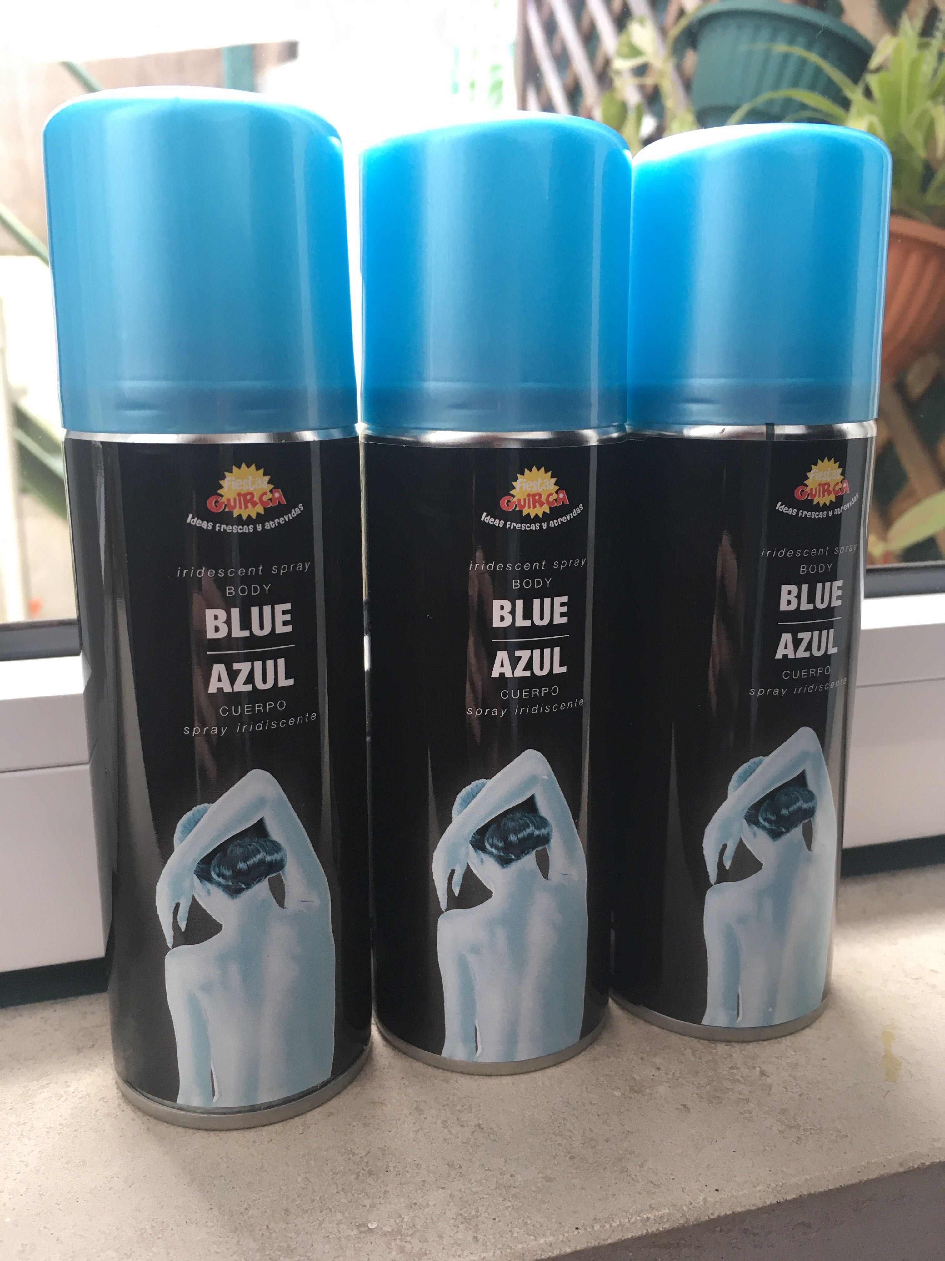 3 latas de tinta spray corporal azul