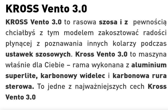 Kross Vento 3 szosa na grupie SORA rozmiar S