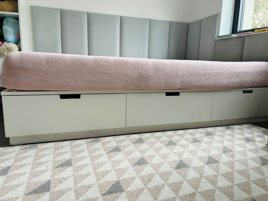 Łóżko Ikea Nordli 140x200 białe z szufladami