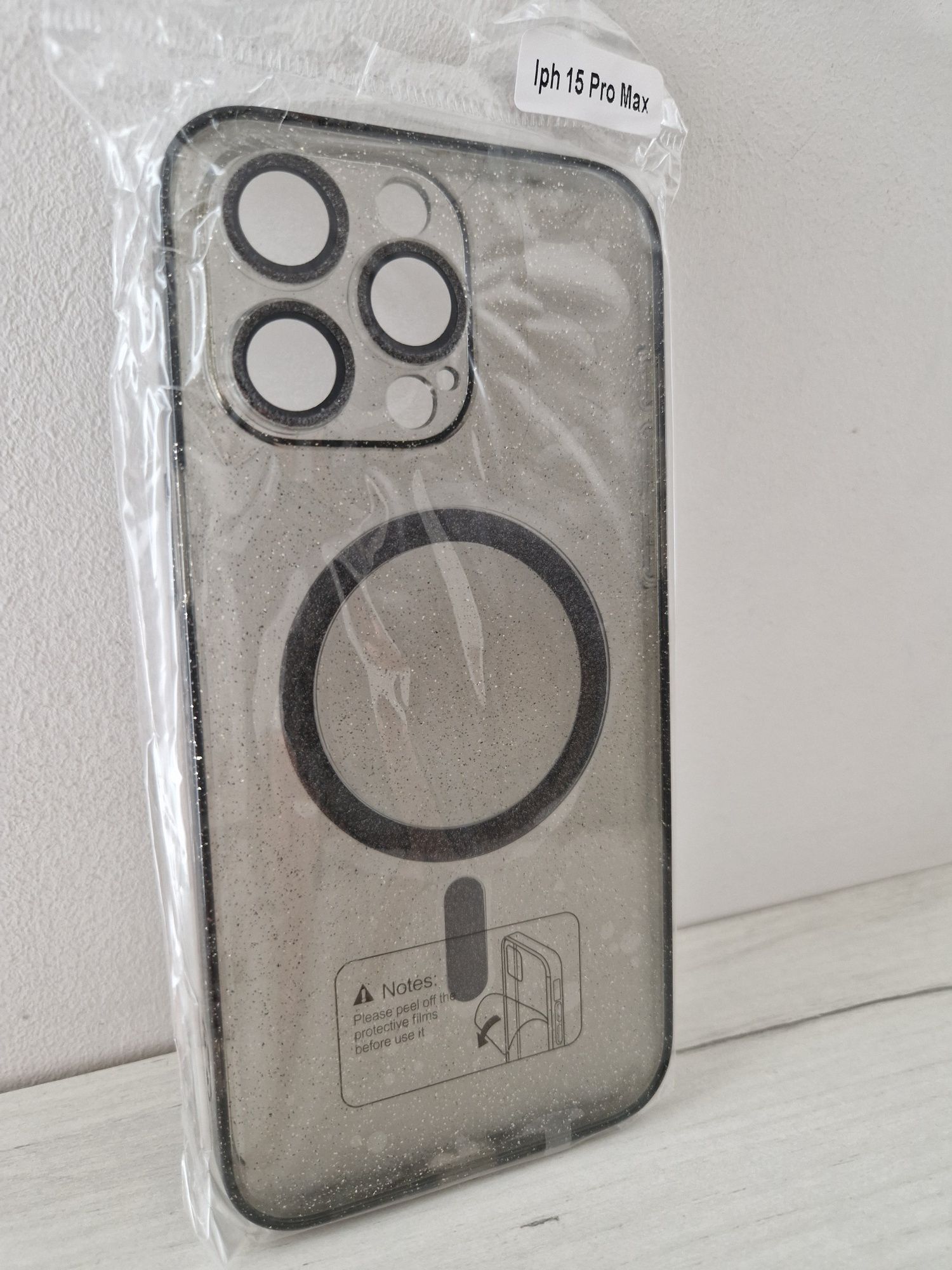 Glitter Magsafe Case do Iphone 15 Pro Max czarny clear