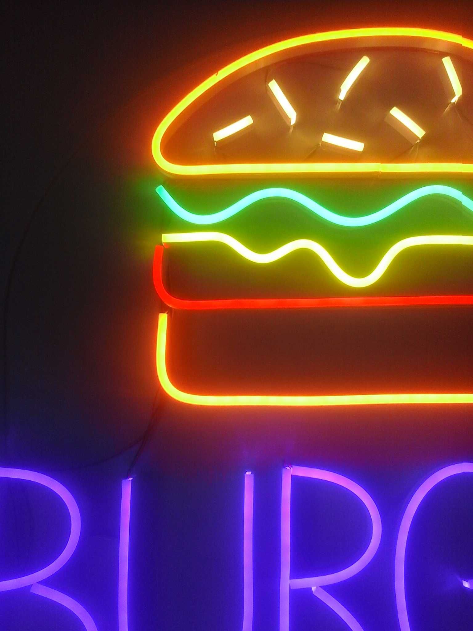 BURGER HAMBURGER neon LED reklama wewnętrzna