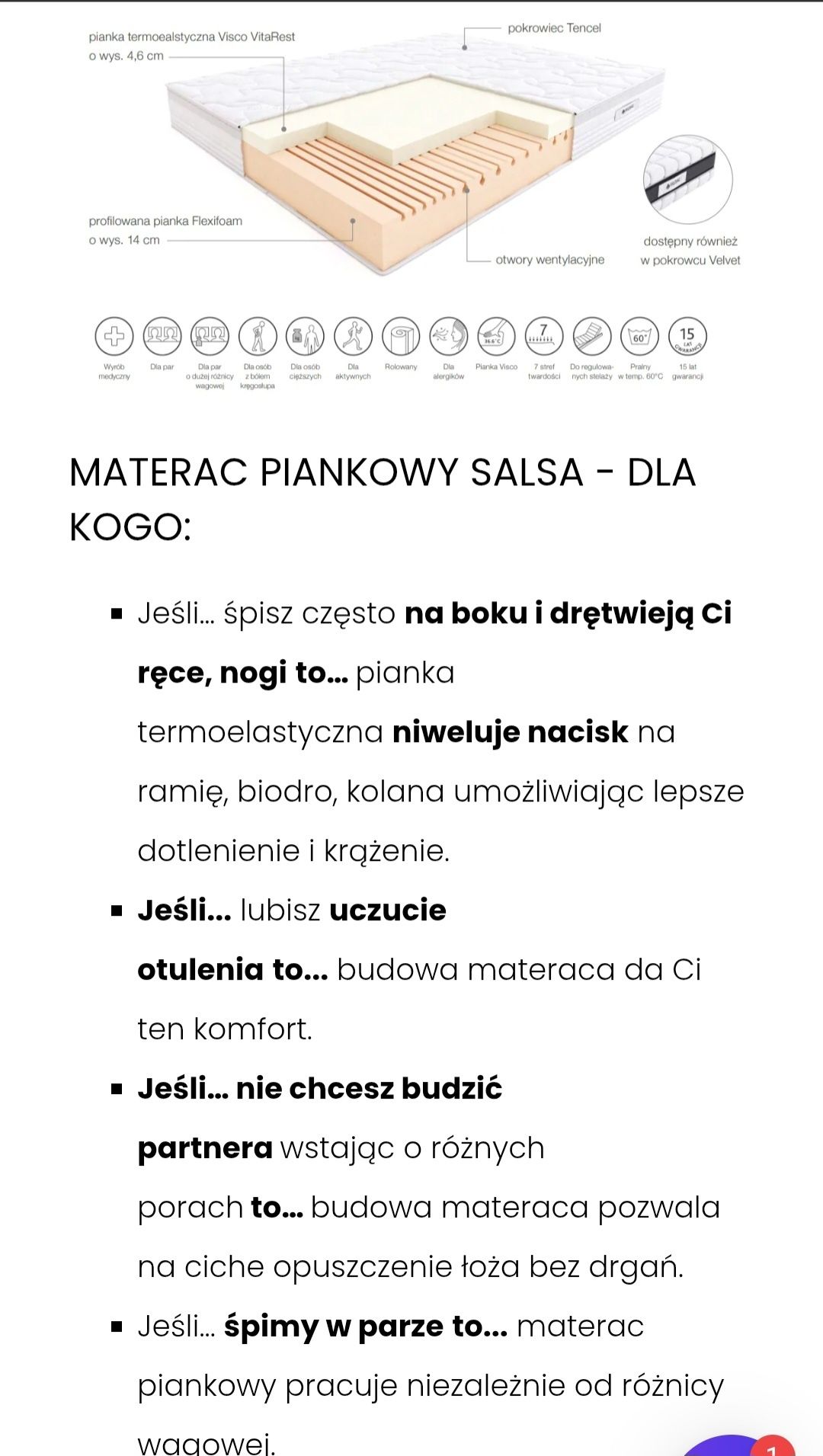 Nowy medyczny materac Salsa Childing 120×200cm