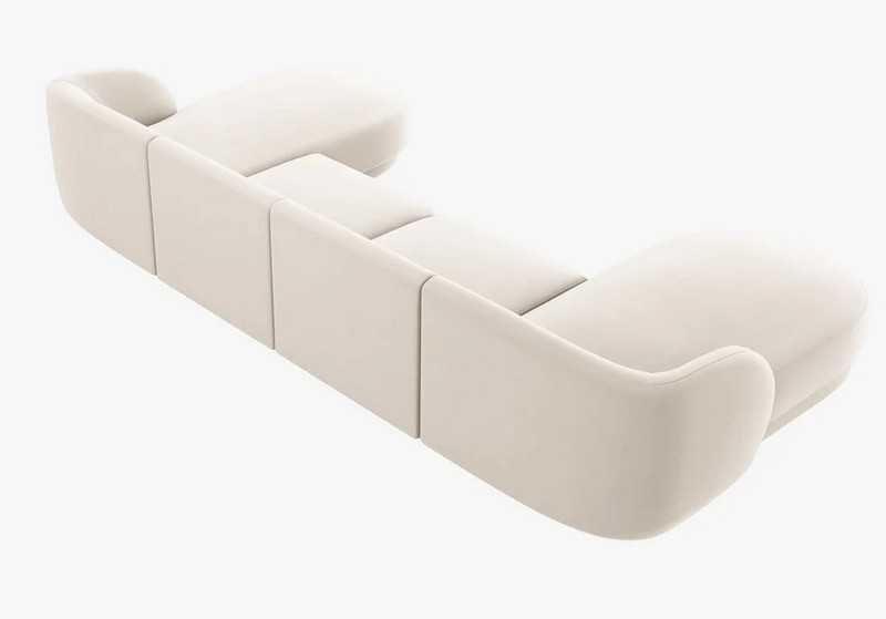 Sofa panoramiczna modułowa 5-os Miley Micadoni Welur beż 330x156x70cm