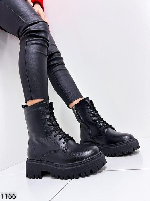 Жіночі зимові берці, черевики шкіряні на хутрі 36 - 23.5 см