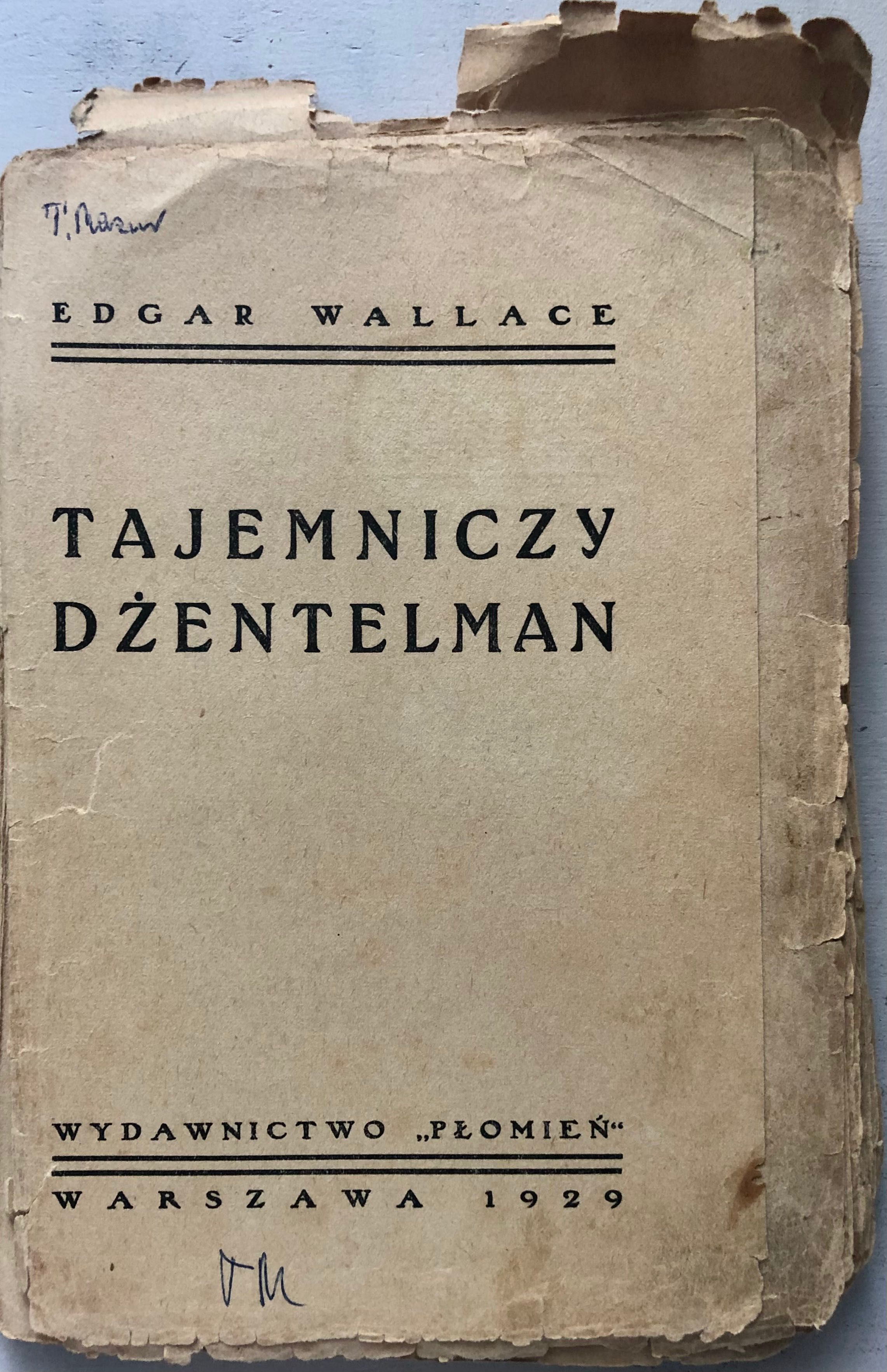 "Tajemniczy dżentelmen" Edgar Wallace, 1929