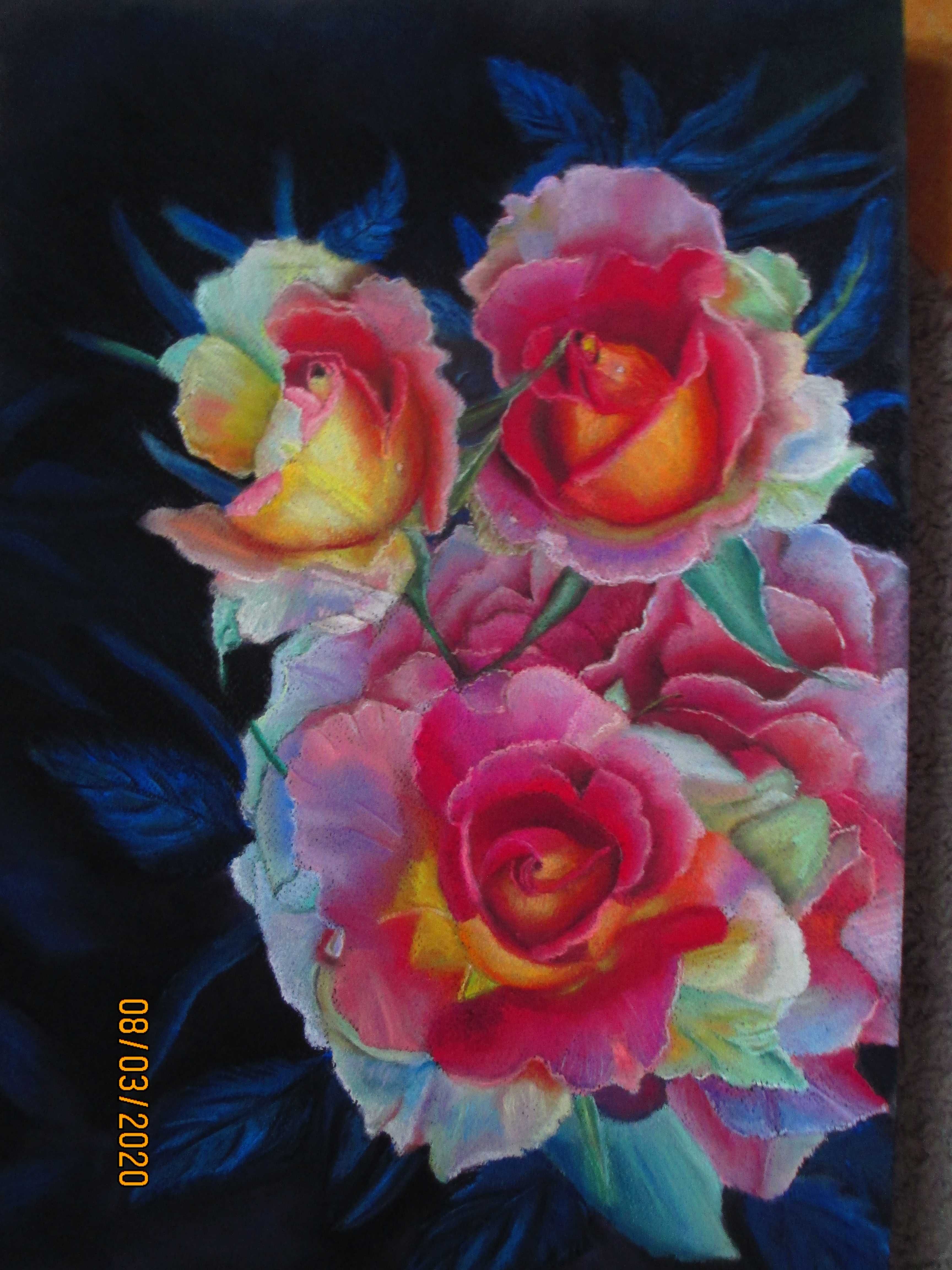 obraz pastel suchy - róże