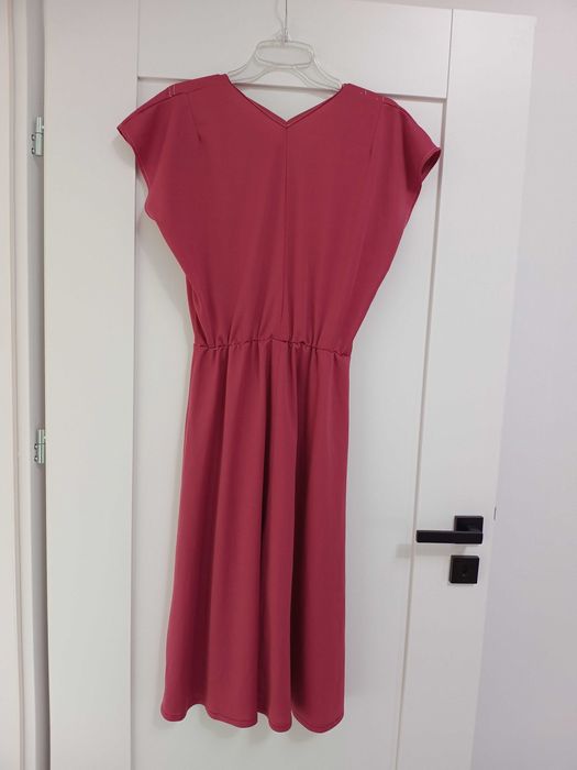 czerwona powojenna sukienka długa letnia z czasów prlu z lat 60tych 38