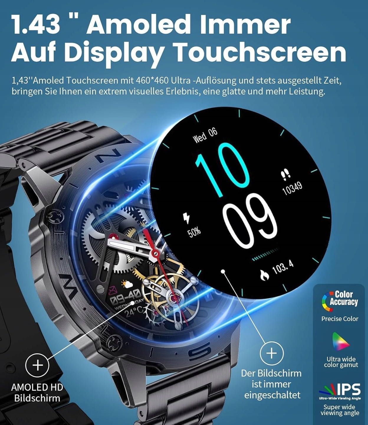 Smartwatch Męski Lige Wodoodporny Zegarek Bluetooth Polskie Menu