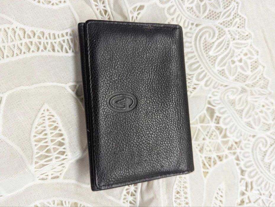 Кожаная японская визитница Gianni Valentino , чёрная