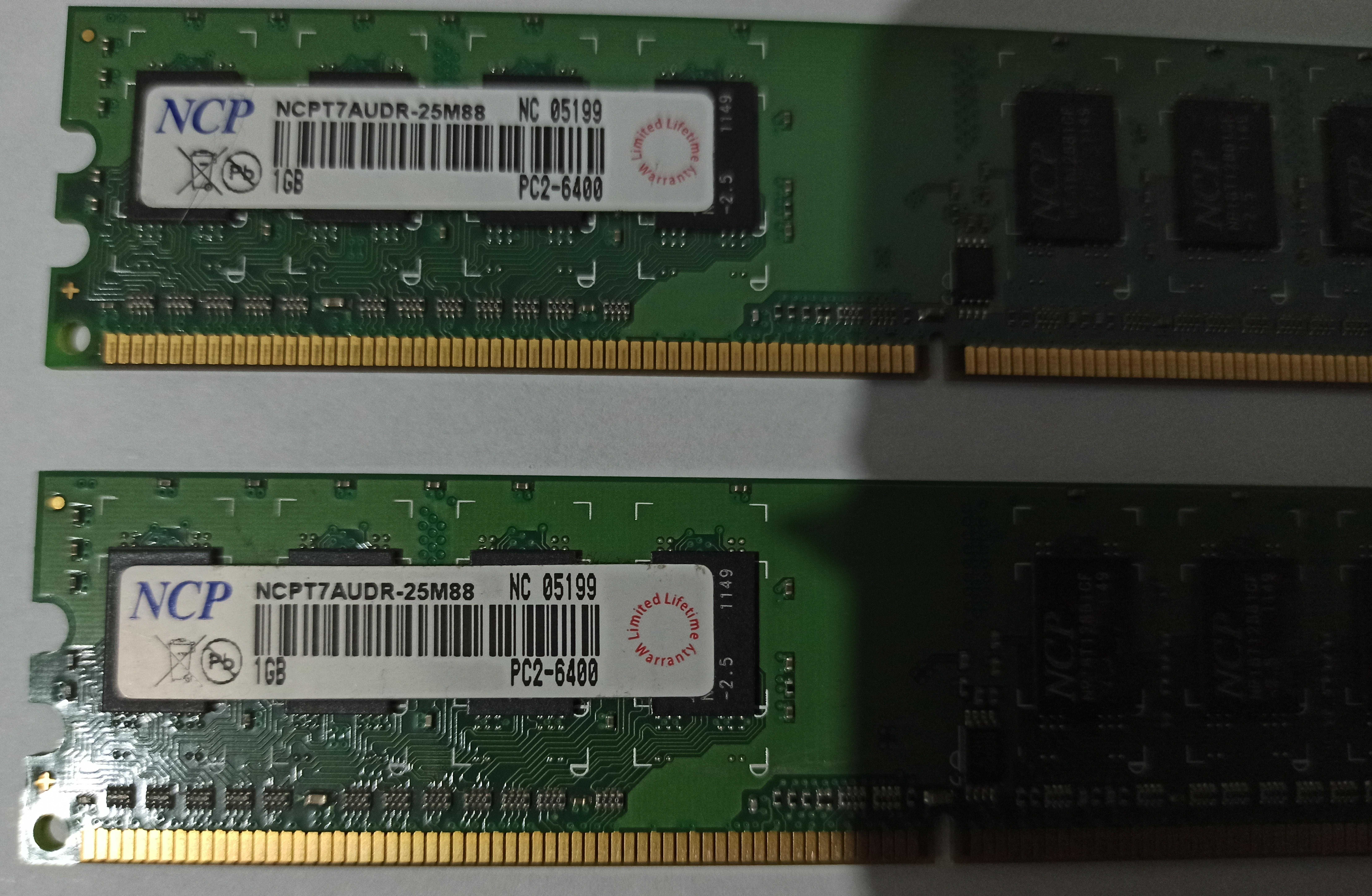 Оперативная память Б/У NCP DDR2 две планки каждая на 1 гб
