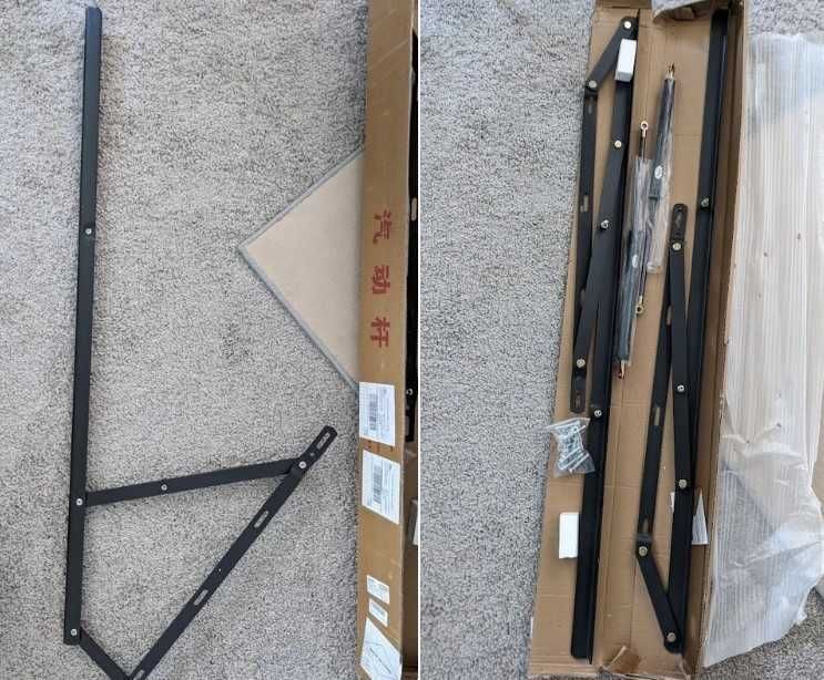 2 siłowniki pneumatyczne do stelaży klap, łóżek 120cm nośność do 70kg