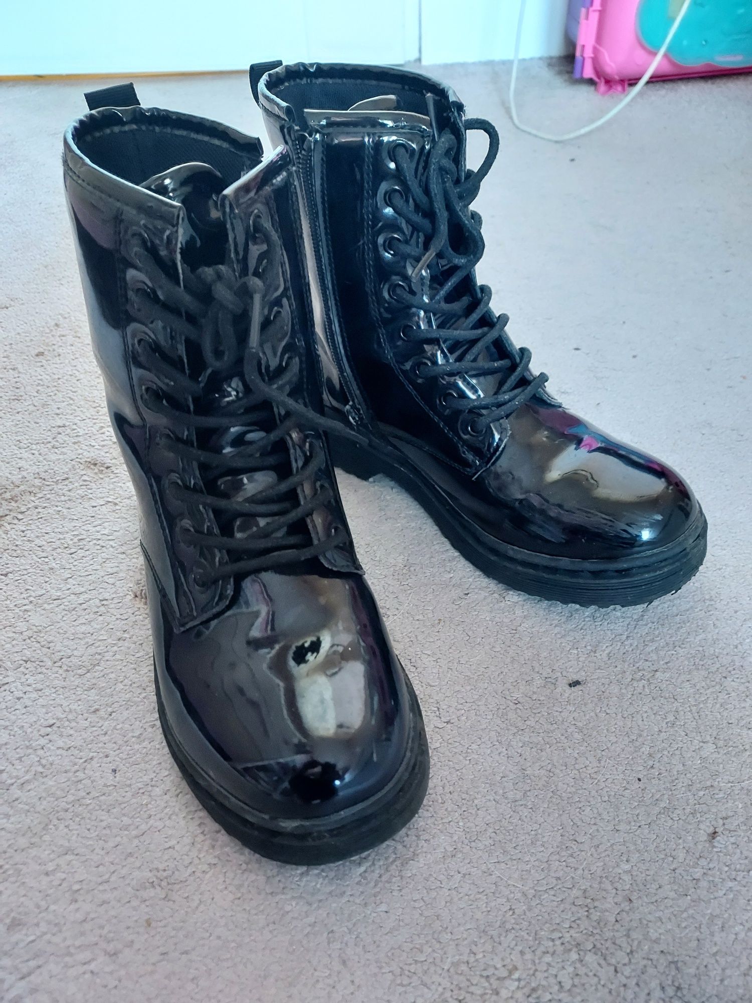 Botki buty dziewczęce lakierowane