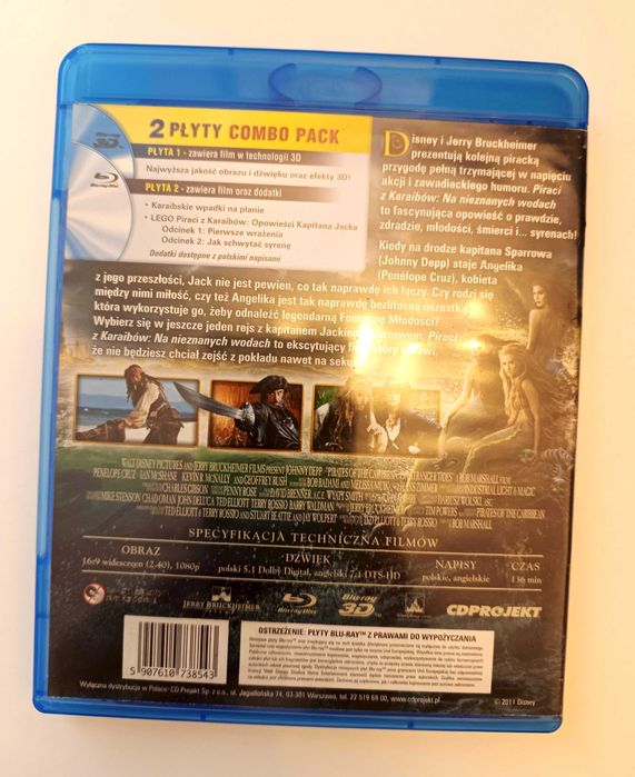 DVD 2d + 3d Piraci z Karaibów, Na nieznanych wodach
