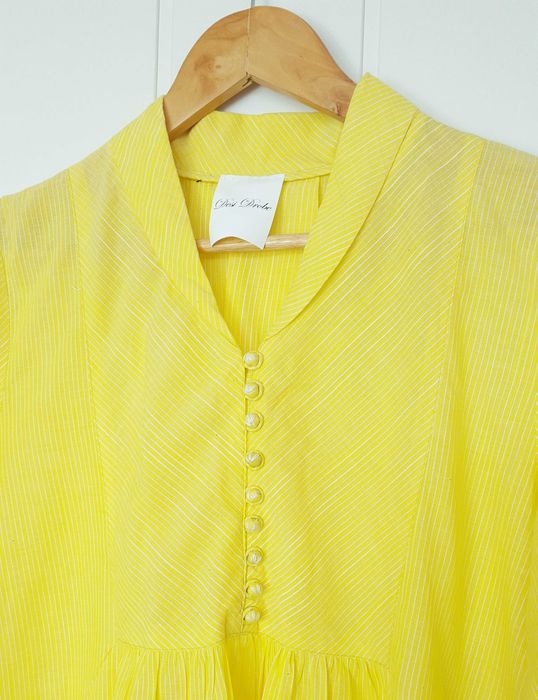 Nowa indyjska tunika XXL 44 bawełna konopia żółty kameez kurta boho