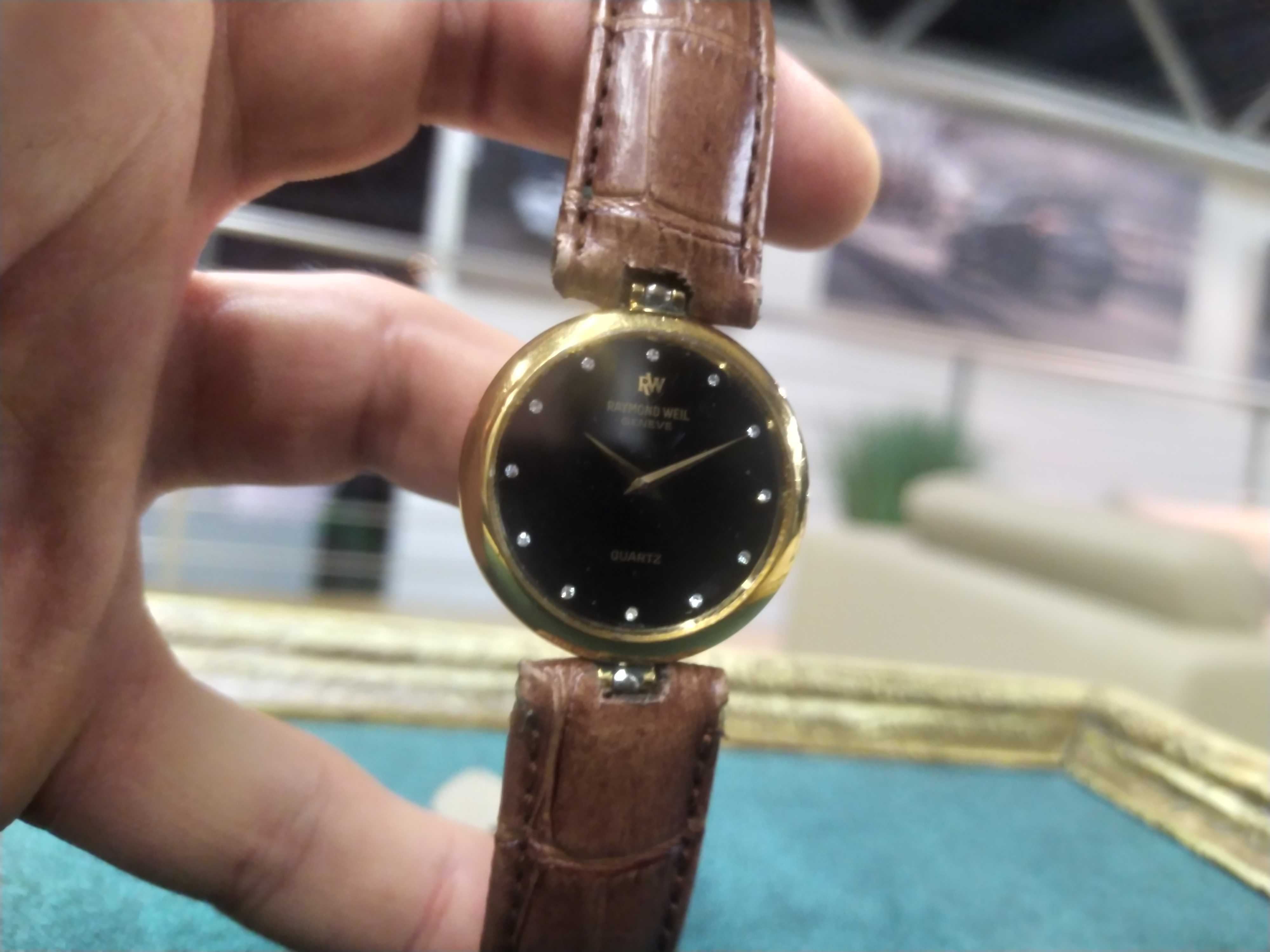 Piękny zegarek Raymond Weil Diamond Dress Black ref 3703 18karat Złoco