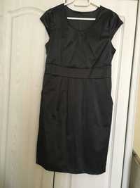 Sukienka czarna satynowa z kieszeniami 34XS/36S/38M nowa, też ciążowa