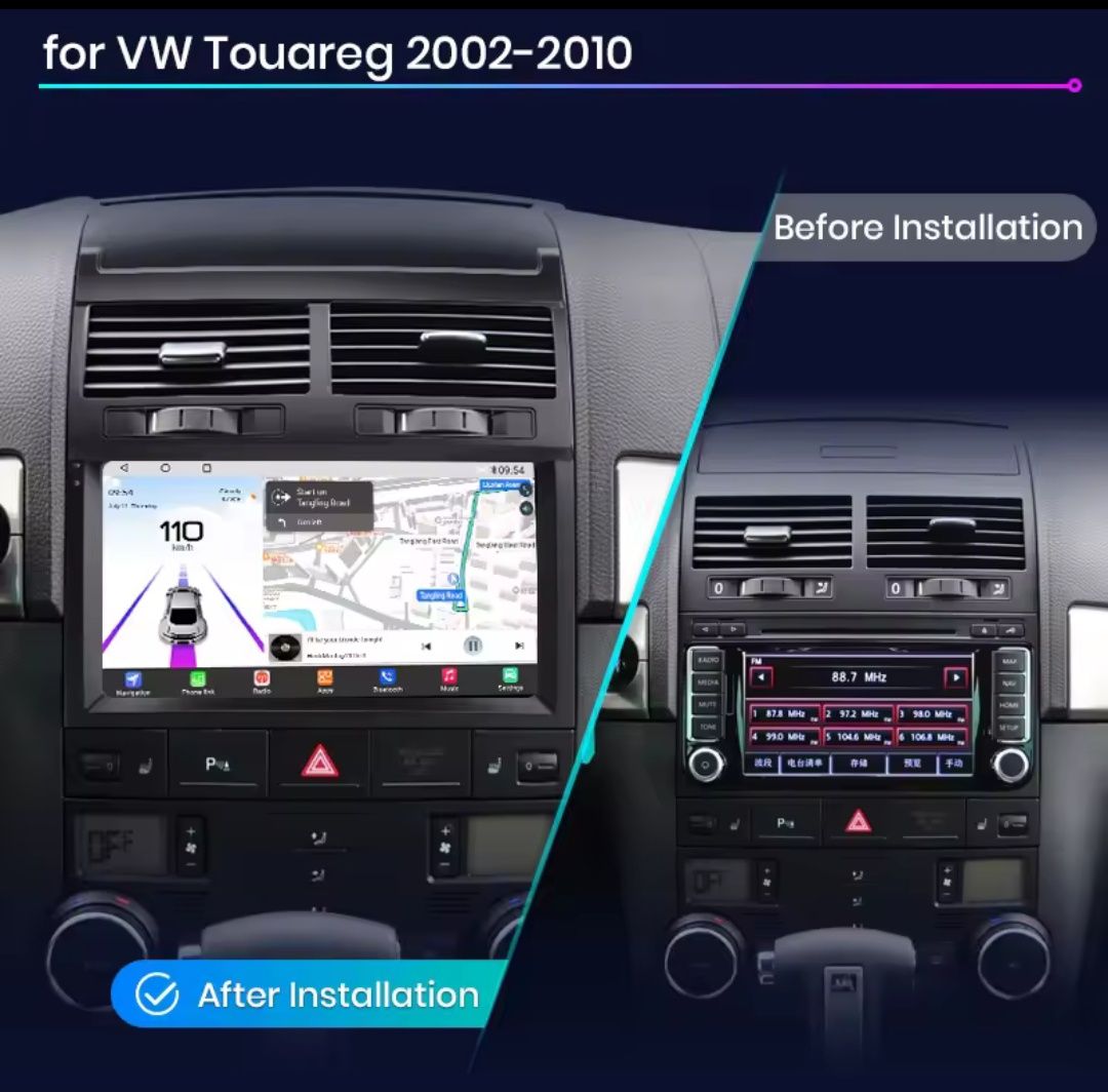 Rádio Android Volkswagen Touareg Carplay GPS wifi Bluetooth 9" NOVO