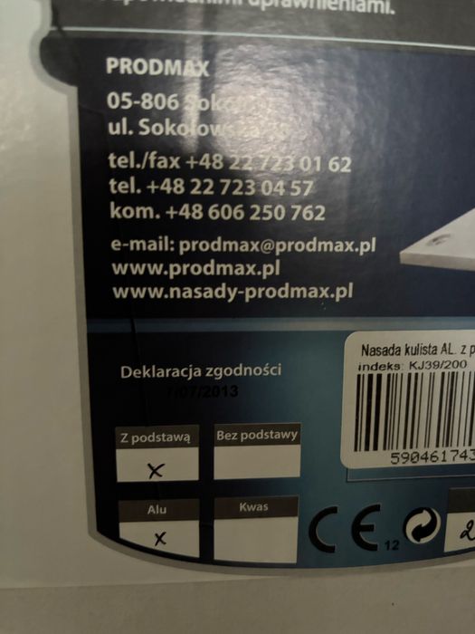 Nasada obrotowa kulista aluminiowa z podstawą fi 200