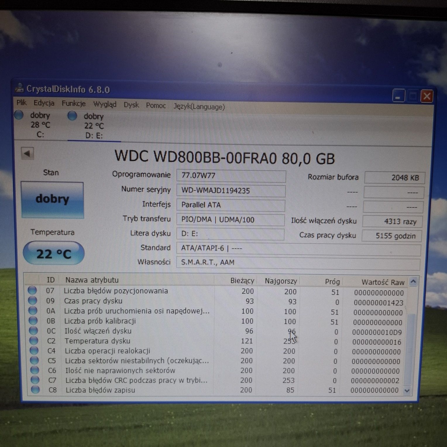 Dysk twardy HDD 3.5" WD 80GB IDE/PATA  WD800BB-00FRA0