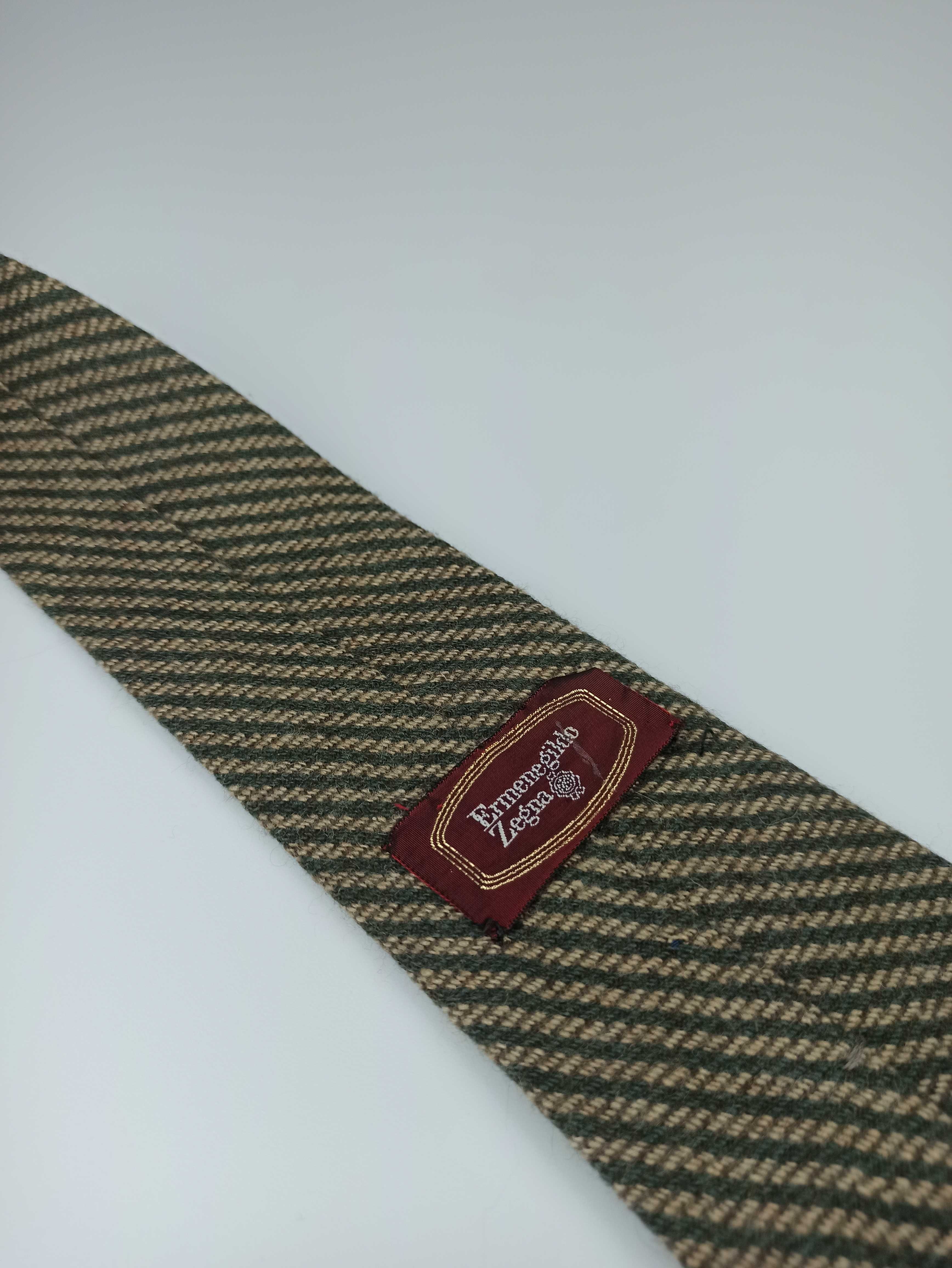 Ermenegildo Zegna wełniany kaszmirowy krawat w paski v01