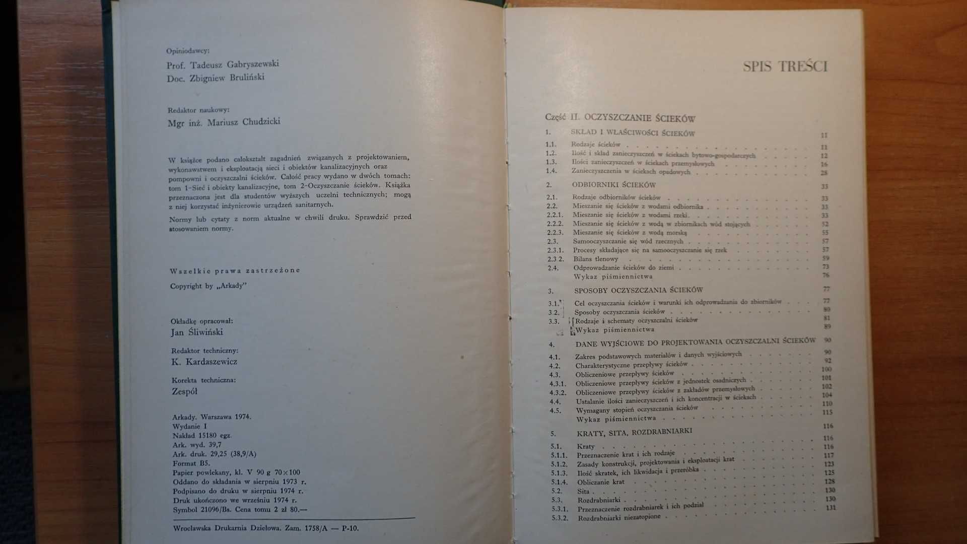 Kanalizacja tom 2 W.Błaszczyk, M.Roman, H.Stamatello; Arkady 1974