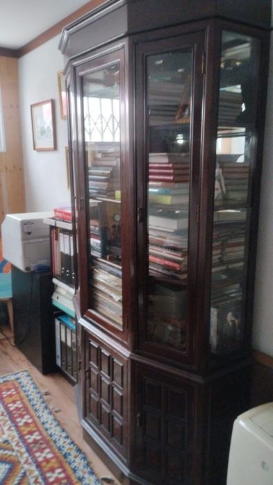 Armário de pau rosa com portas de vidro